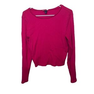 Universal Thread Hot Pink Ribbed Cropped Top Round Neck Women’s XL